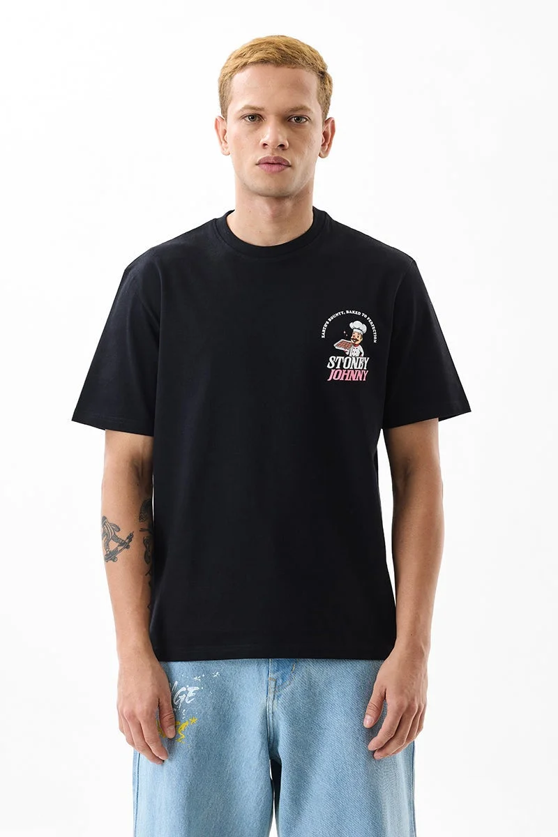 SNITCH Stoney Johnny Black Slim Fit T-Shirt